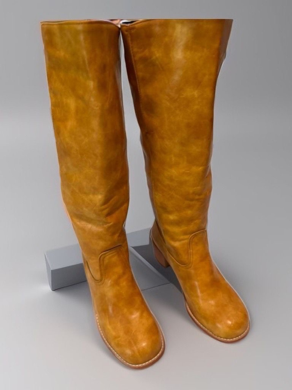 Classic Tall Leather Riding Boots in Cognac
